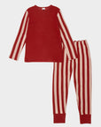 Agnese | Pigiama Lungo - Rosso Rubino a Righe
