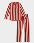 Giada | Pigiama Lungo - Rosso a Righe - donna - Raggianti