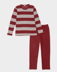 Marisa | Pigiama Lungo - Bordeaux a Righe