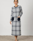 Melina | Camicia da Notte Lunga - Blu a Quadri - donna - Raggianti