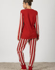 Agnese | Pigiama Lungo - Rosso Rubino a Righe
