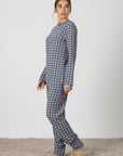 Simona | Pigiama Lungo - Blu Pied de Poule - donna - Raggianti