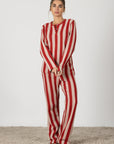 Giada | Pigiama Lungo - Rosso a Righe