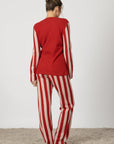 Michela | Pigiama Lungo - Rosso a Righe