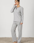 Ornella | Pigiama Lungo - Grigio Melange