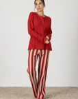 Marcella | Pigiama Lungo - Rosso a Righe