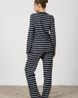 Patrizia | Pigiama Lungo - Blu Navy a Righe