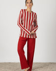 Marisa | Pigiama Lungo - Rosso a Righe