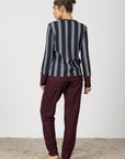 Alessa | Pigiama Lungo - Blu Navy Righe - donna - Raggianti