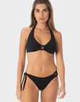 Lily | Slip Bikini con Laccio Laterale e Accessorio - Nero - donna - Raggianti