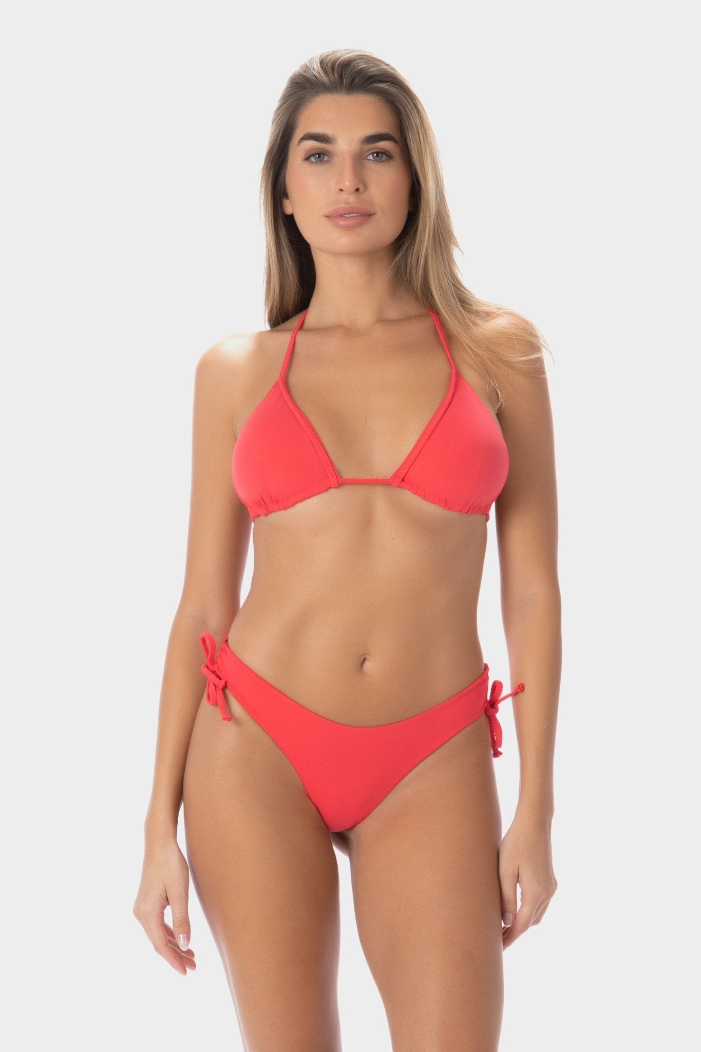 Viviana | Slip Bikini Brasiliana con Laccetti - Corallo - donna - Raggianti
