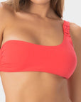Ava | Top Bikini Bralette Monospalla - Corallo - donna - Raggianti
