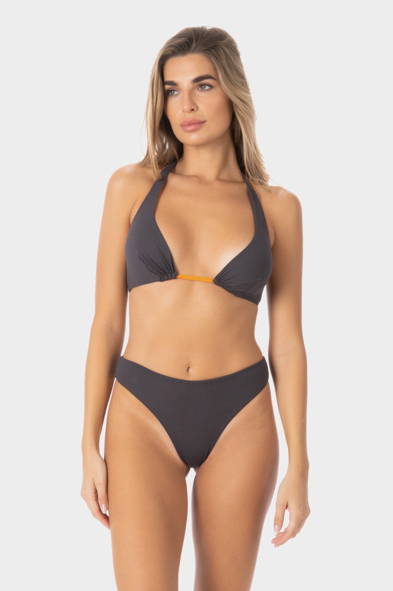 Allegra | Slip Bikini Brasiliana Reversi - Grigio/Arancio - donna - Raggianti