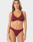 Allegra | Slip Bikini Brasiliana Reversi - Borgogna/Corallo - donna - Raggianti