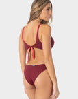 Allegra | Slip Bikini Brasiliana Reversi - Borgogna/Corallo - donna - Raggianti