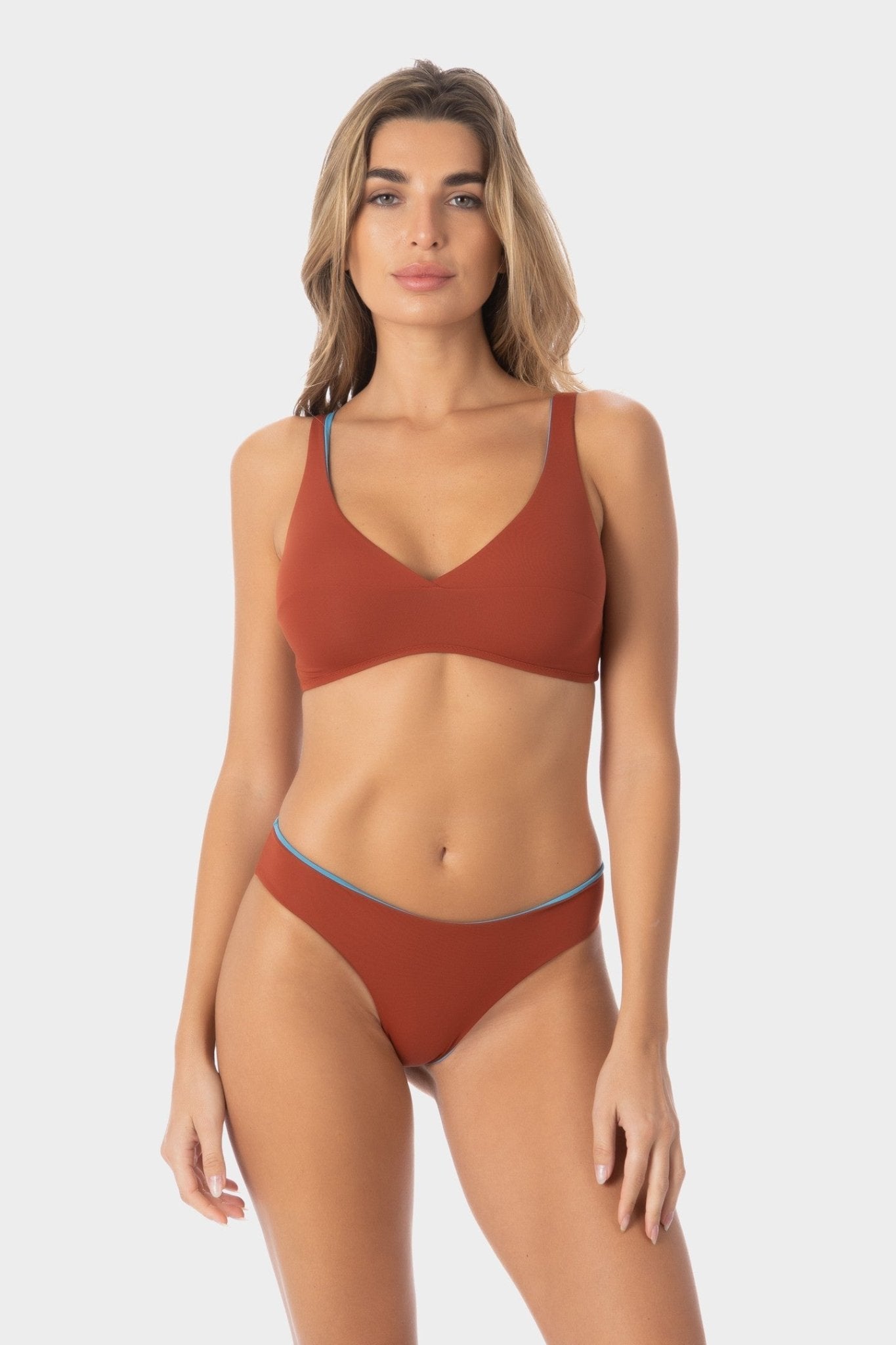 Ginevra | Slip Bikini Regolare Reversibile - Ruggine/Blu - donna - Raggianti