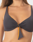 Greta | Top Bikini Reversibile - Grigio/Arancio - donna - Raggianti