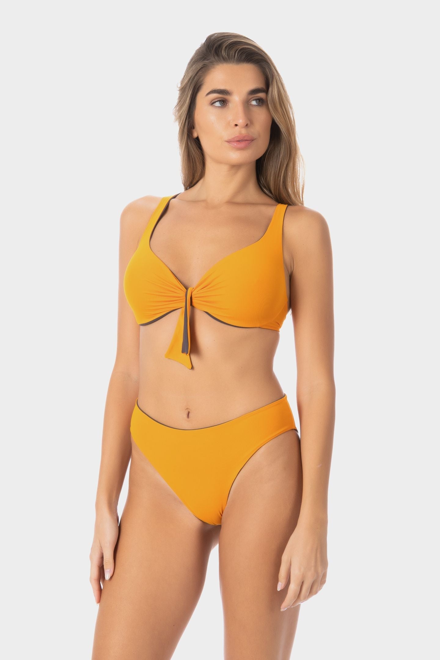 Greta | Top Bikini Reversibile - Grigio/Arancio � Raggianti