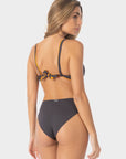 Greta | Top Bikini Reversibile - Grigio/Arancio - donna - Raggianti