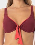 Greta | Top Bikini Reversibile - Borgogna/Corallo - donna - Raggianti
