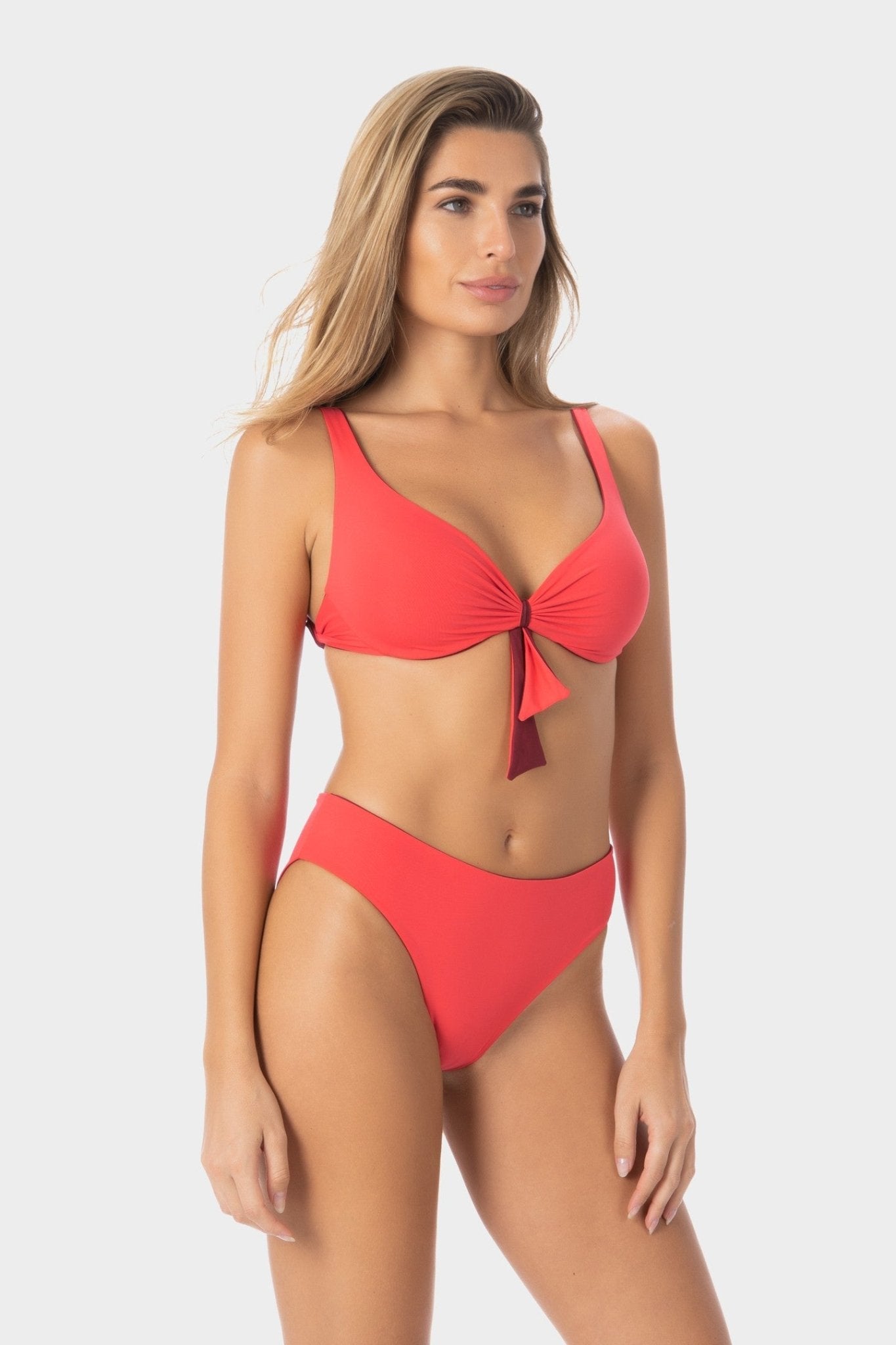 Grace | Slip Bikini Classico Reversibile - Borgogna/Corallo - donna - Raggianti