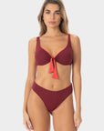 Greta | Top Bikini Reversibile - Borgogna/Corallo - donna - Raggianti