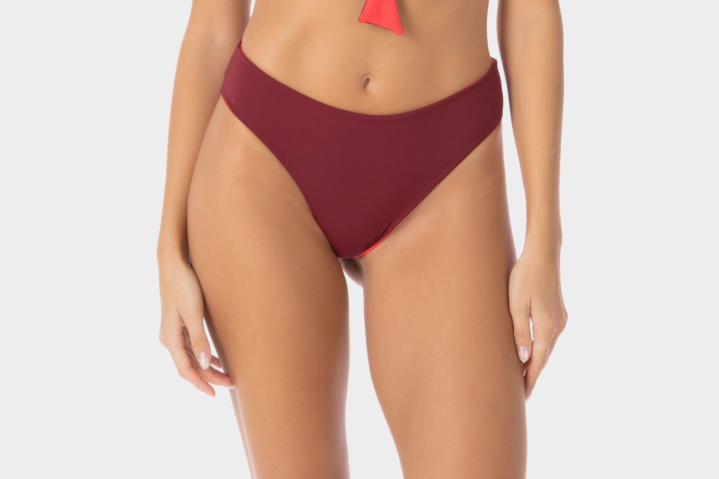 Grace | Slip Bikini Classico Reversibile - Borgogna/Corallo - donna - Raggianti