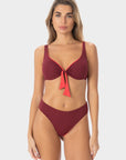 Grace | Slip Bikini Classico Reversibile - Borgogna/Corallo - donna - Raggianti