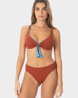Greta | Top Bikini Reversibile all'Americana - Ruggine/Blu - donna - Raggianti