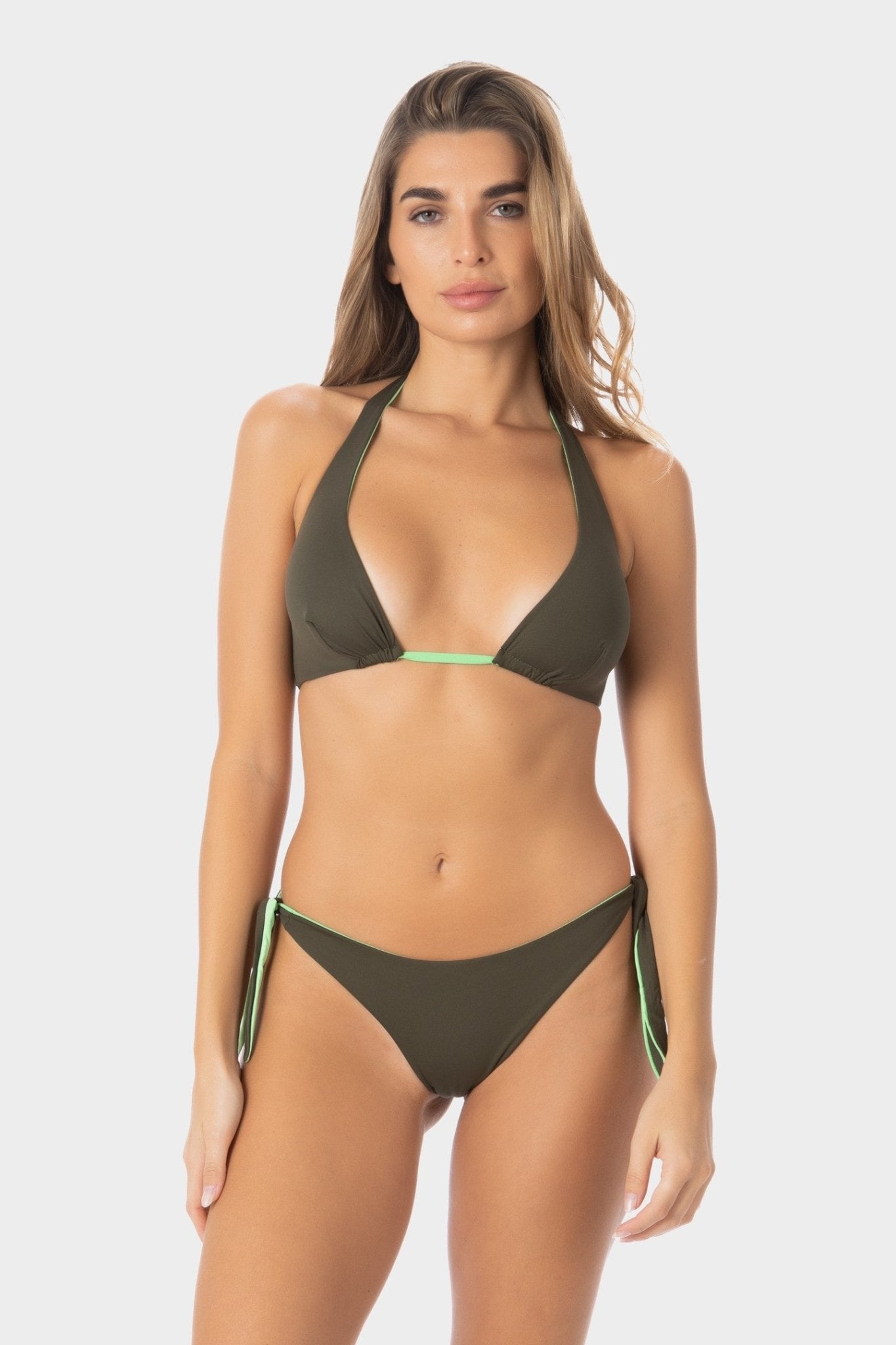 Hazel | Slip Bikini Reversibile con Laccetti - Militare/Yoda - donna - Raggianti