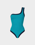 Ambra | Costume Intero Monospalla Bordato - Turchese/Blu - donna - Raggianti