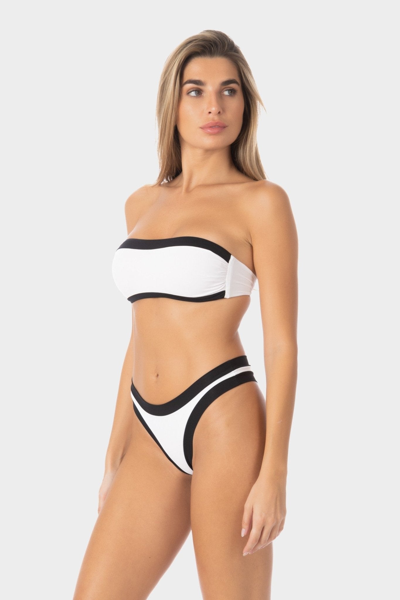 Sophie | Slip Bikini Brasiliana Bordato - Bianco/Nero - donna - Raggianti