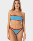 Sophie | Slip Bikini Brasiliana Bordato - Blu/Ruggine - donna - Raggianti