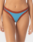 Sophie | Slip Bikini Brasiliana Bordato - Blu/Ruggine - donna - Raggianti