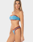 Sophie | Slip Bikini Brasiliana Bordato - Blu/Ruggine - donna - Raggianti