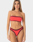 Sophie | Slip Bikini Brasiliana Bordato - Corallo/Borgogna - donna - Raggianti