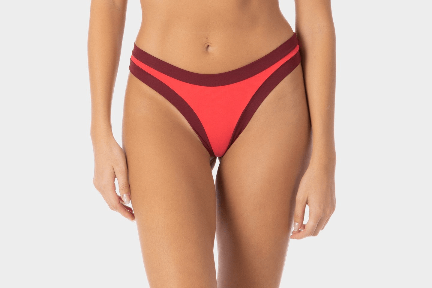 Sophie | Slip Bikini Brasiliana Bordato - Corallo/Borgogna - donna - Raggianti