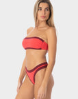 Sophie | Slip Bikini Brasiliana Bordato - Corallo/Borgogna - donna - Raggianti
