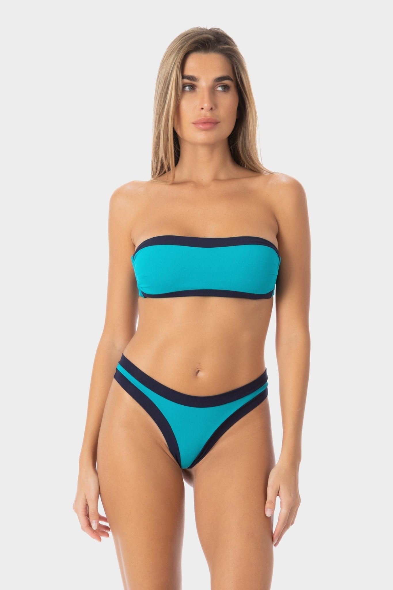 Sophie Slip Bikini Brasiliana Bordato Turchese/Blu – Raggianti