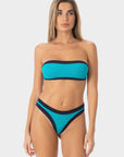 Sophie | Slip Bikini Brasiliana Bordato - Turchese/Blu - donna - Raggianti