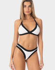 Layla | Slip Bikini a Vita Bassa Bordato - Bianco/Nero - donna - Raggianti