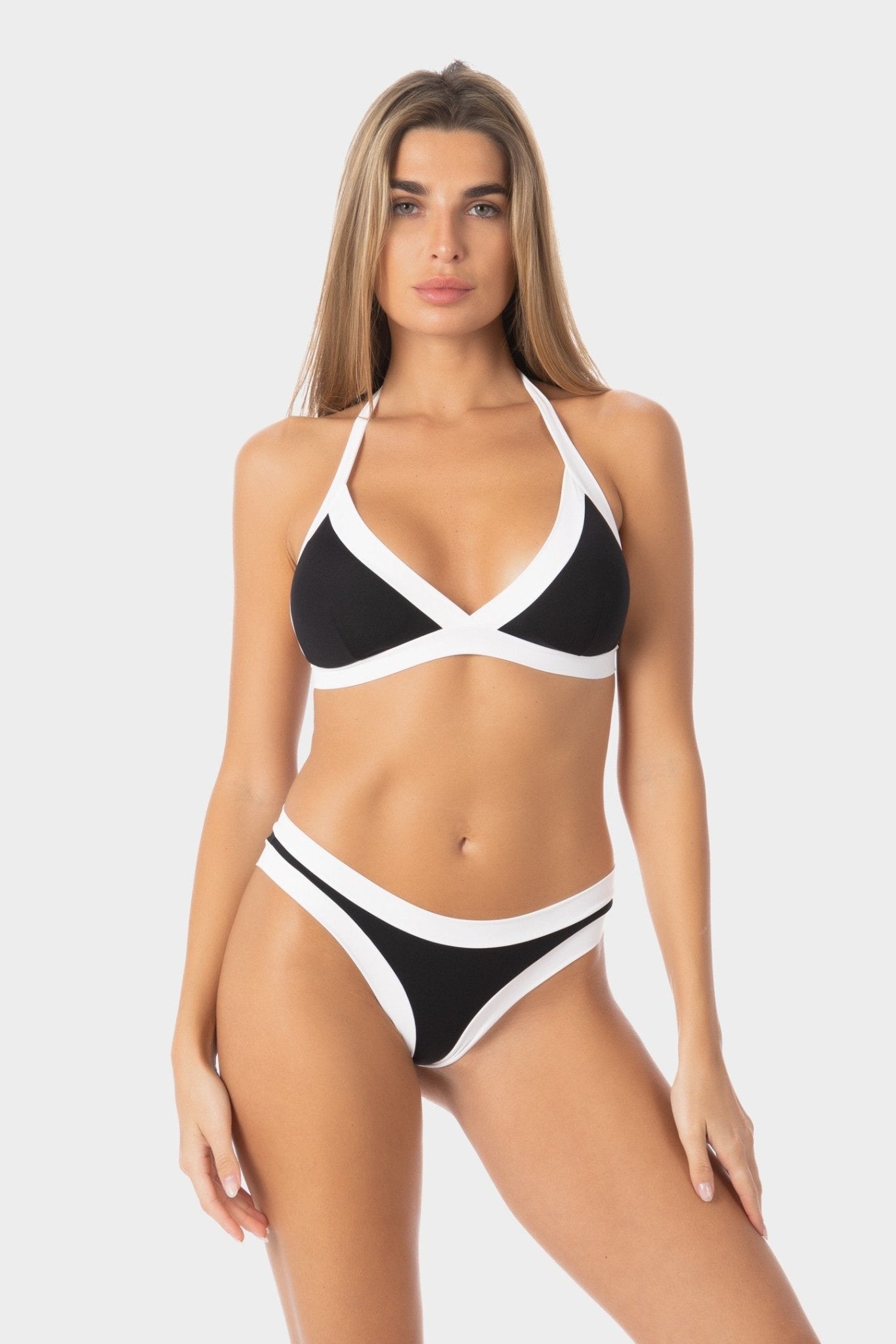 Layla | Slip Bikini a Vita Bassa Bordato - Nero/Bianco - donna - Raggianti