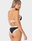 Layla | Slip Bikini a Vita Bassa Bordato - Nero/Bianco - donna - Raggianti
