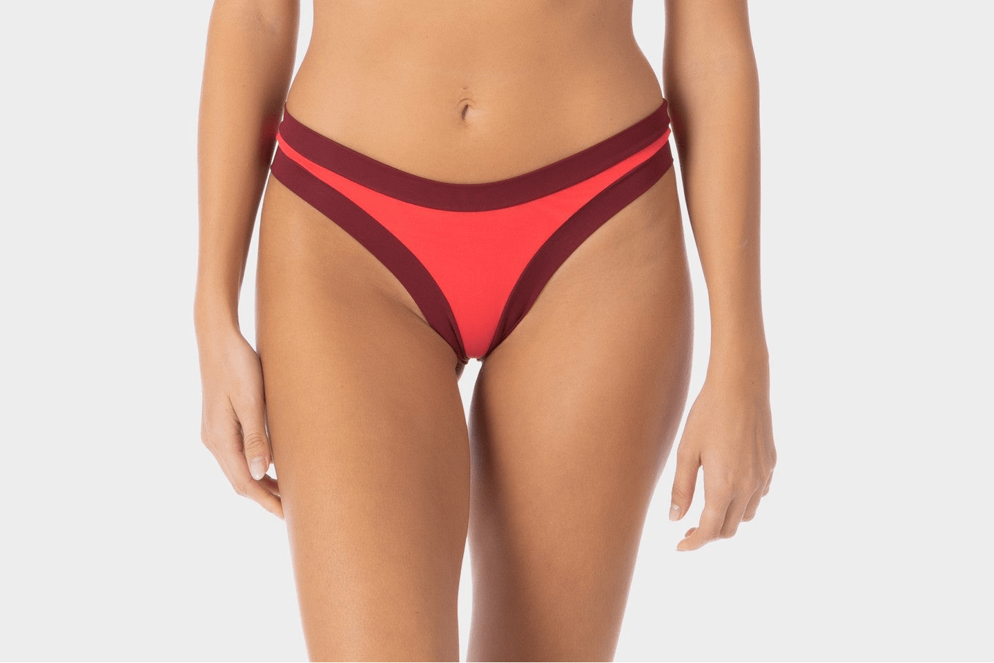 Layla | Slip Bikini a Vita Bassa Bordato - Corallo/Borgogna - donna - Raggianti