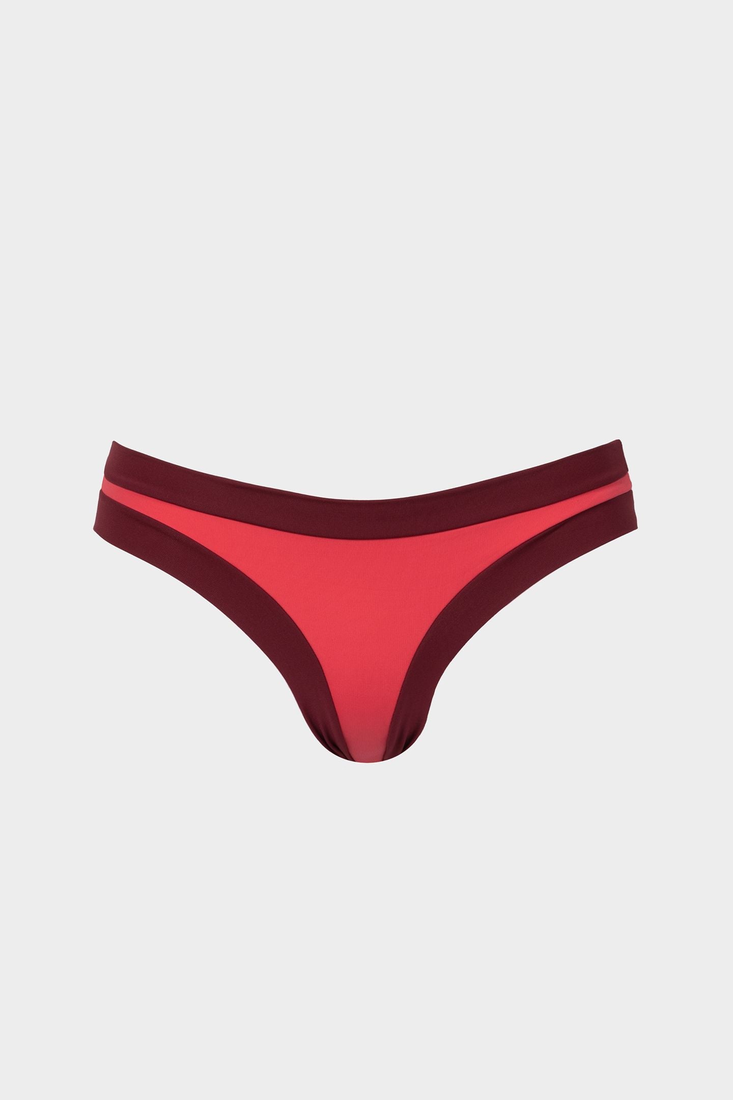 Layla | Slip Bikini a Vita Bassa Bordato - Corallo/Borgogna - donna - Raggianti