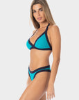 Layla | Slip Bikini a Vita Bassa Bordato - Turchese/Blu - donna - Raggianti