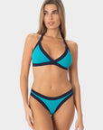 Layla | Slip Bikini a Vita Bassa Bordato - Turchese/Blu - donna - Raggianti