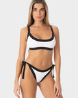 Elettra | Slip Bikini Bordato con Laccetti - Bianco/Nero - donna - Raggianti