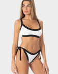 Elettra | Slip Bikini Bordato con Laccetti - Bianco/Nero - donna - Raggianti
