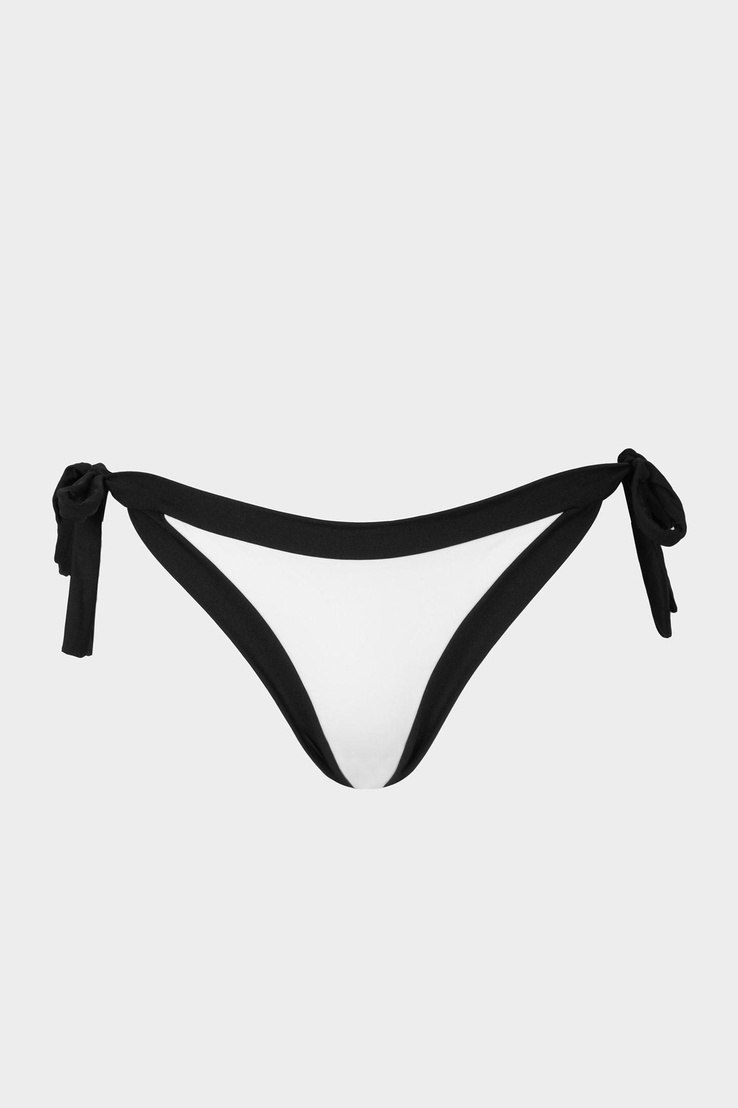 Elettra | Slip Bikini Bordato con Laccetti - Bianco/Nero - donna - Raggianti